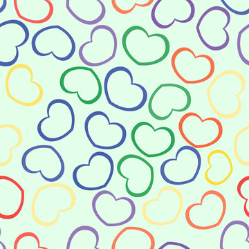 Color hearts seamless vector pattern