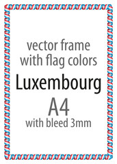 Frame and border of ribbon with the colors of the Luxembourg flag