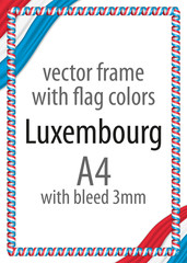 Frame and border of ribbon with the colors of the Luxembourg flag