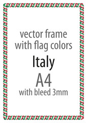 Frame and border of ribbon with the colors of the Italy flag