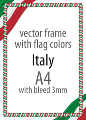 Frame and border of ribbon with the colors of the Italy flag