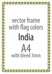 Frame and border of ribbon with the colors of the India flag