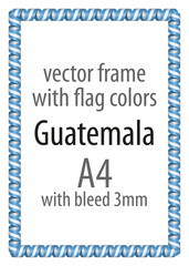 Frame and border of ribbon with the colors of the Guatemala flag