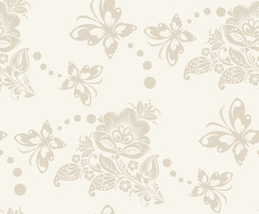  Floral and butterflies vintage rustic seamless pattern. Background can be used for wallpaper, fills, web page, surface textures.