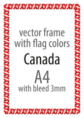 Frame and border of ribbon with the colors of the Canada flag