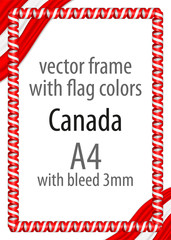 Frame and border of ribbon with the colors of the Canada flag