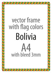 Frame and border of ribbon with the colors of the Bolivia flag