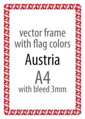 Frame and border of ribbon with the colors of the Austria flag