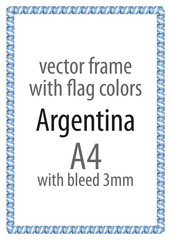 Frame and border of ribbon with the colors of the Argentina flag