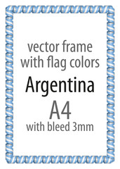 Frame and border of ribbon with the colors of the Argentina flag