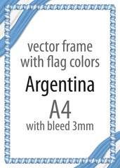 Frame and border of ribbon with the colors of the Argentina flag