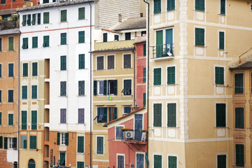 Camogli, the typical houses. Color image
