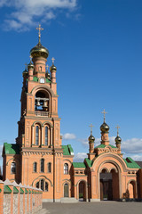 belfry Golosiivsky Holy Protection Monastery in Kiev, Ukraine
