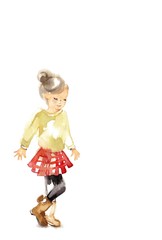 街中の子ども、赤いスカートの女の子