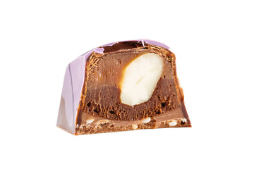 Chocolate handmade candy isolated on white
