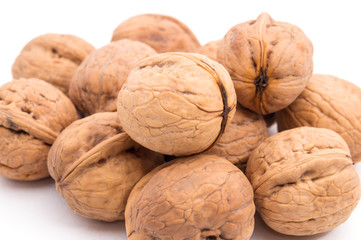 Walnuts isolated in white background