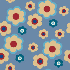 Seamless floral pattern on a blue background