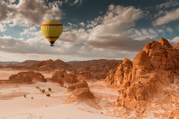 Hot Air Balloon travel over desert