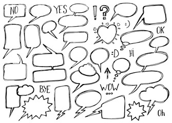 Set of Speech Bubbles. Hand Drawn.