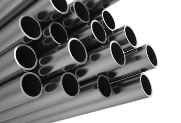 Metal pipe. 3d rendering illustration isolated on white background.