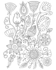 Fototapeta premium Page coloring for adults, floral design, anti-stress Coloring