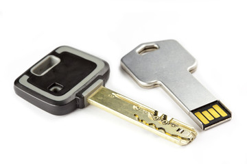 Key mechanical, crack-resistant, with high extent of protection, and a key electronic with a microchip..