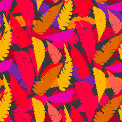 Fototapeta na wymiar Grunge autumn pattern with fern leafs