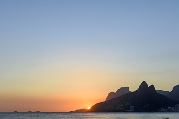 Naklejka na ściany i meble Summer sunset at Ipanema beach in Rio de Janeiro