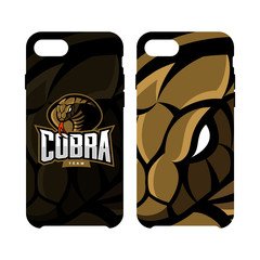 Furious cobra sport vector logo concept smart phone case isolated on white background.Premium quality wild snake artwork cell phone cover illustration.