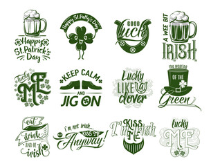 Vector illustration of happy Patrick day logo set