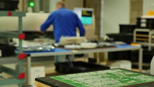 Microchip production factory technological process assembling the board chip manufacturing 