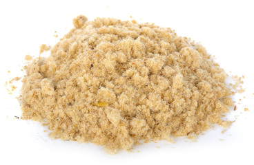 fishmeal isolated on white background. Used as feed for animals, birds and fish