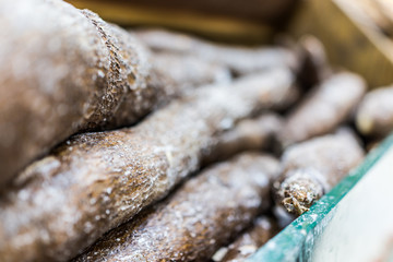 Macro closeup of brown yucca roots