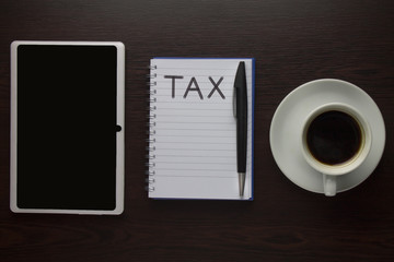 Word Tax on notebook.