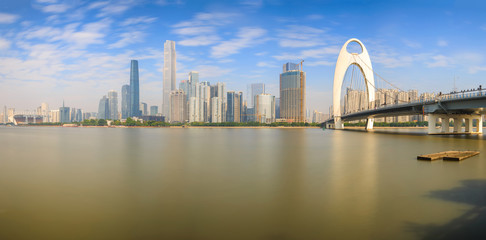 Panorama urban landscape of Guangzhou city at sunshine day, China