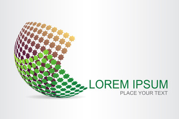 Logo stylized spherical surface with stars shapes