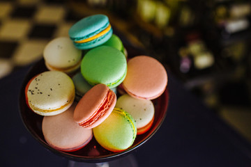 French sweets macaroons for dessert, macaron pastry