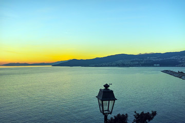 Fototapeta na wymiar Amazing Sunset view of Kavala, East Macedonia and Thrace, Greece
