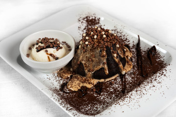 Chocolate fondant with vanilla ice cream