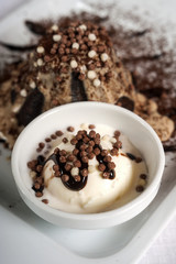 Chocolate fondant with vanilla ice cream