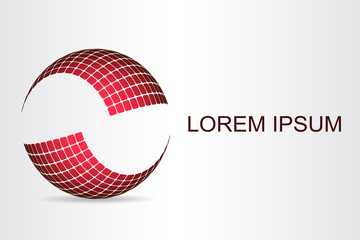 Logo stylized spherical surface with abstract shapes