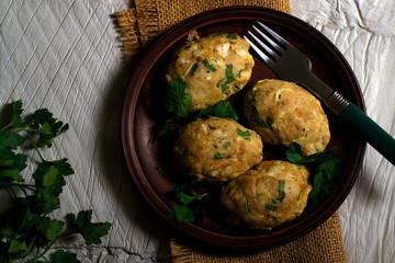 homemade cutlets, top view