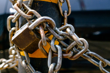 Steel chain and metal lock