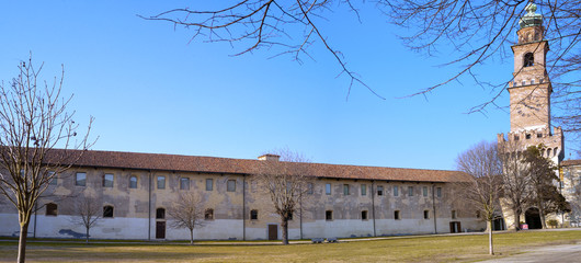 Vigevano, the castle garden wintertime. Color image