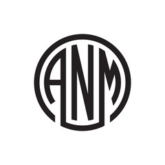 initial three letter logo circle black