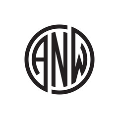 initial three letter logo circle black