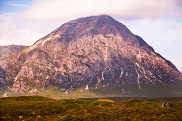This impressive mountain, otherwise known as the Shepherd of Glencoe, stands at the entrance to Glencoe when approached from Rannock Moor.