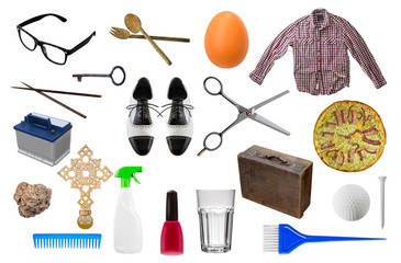 Group of various object isolated on the white