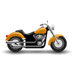 Vector yellow motorcycle. Illustration of cartoon chopper motorcycle