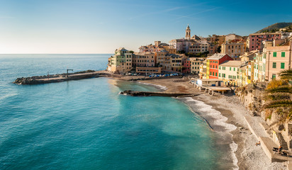 Panoramic view of Bogliasco, small sea village near Genoa (northern Italy)